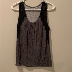 Loft Gray top with black lace
